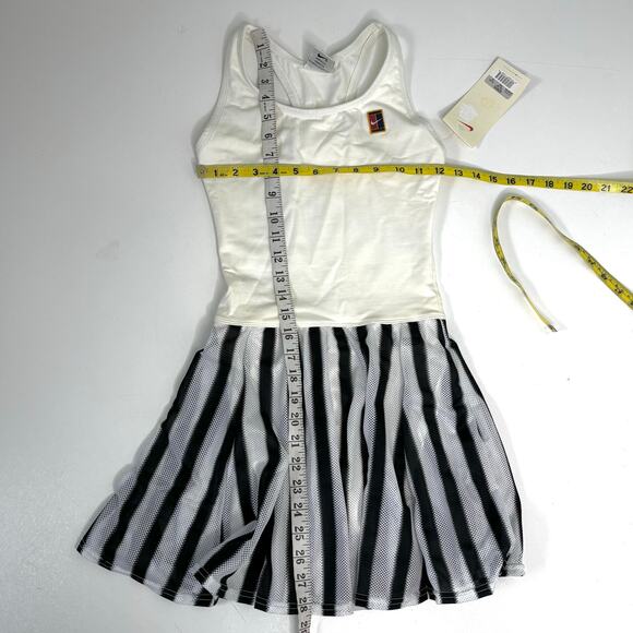 Nike Vintage Challenge Court Dri Fit Tennis Dress White & Black Stripe XS - Picture 9 of 9